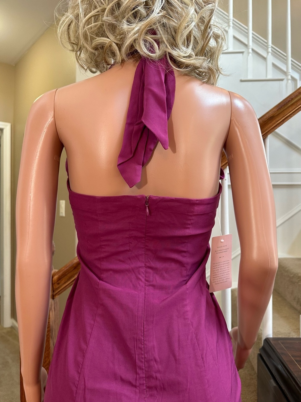 BHLDN Twist-Halter Midi Dress in Bright Magenta - Picture 7 of 10